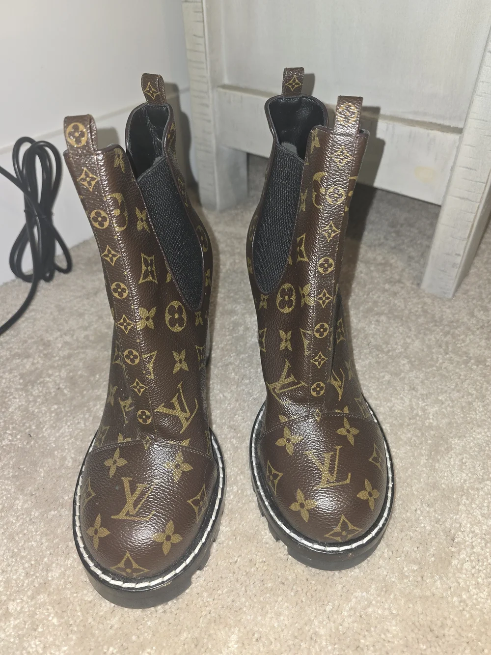 Louis Vuitton Monogram Chelsea Boots - Brown/Gold